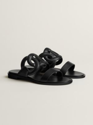 HERMES サンダル ブラック ジジレザー ゴールド金具38.5 サンダル 《ラグーヌ》 - ブラック | Hermès - エルメス-公式サイト
